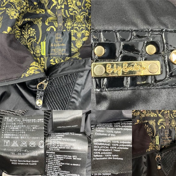 B by Burton S/M Snowboard Lana Pullover Hoodie Jacket Black Gold - Picture 10 of 16